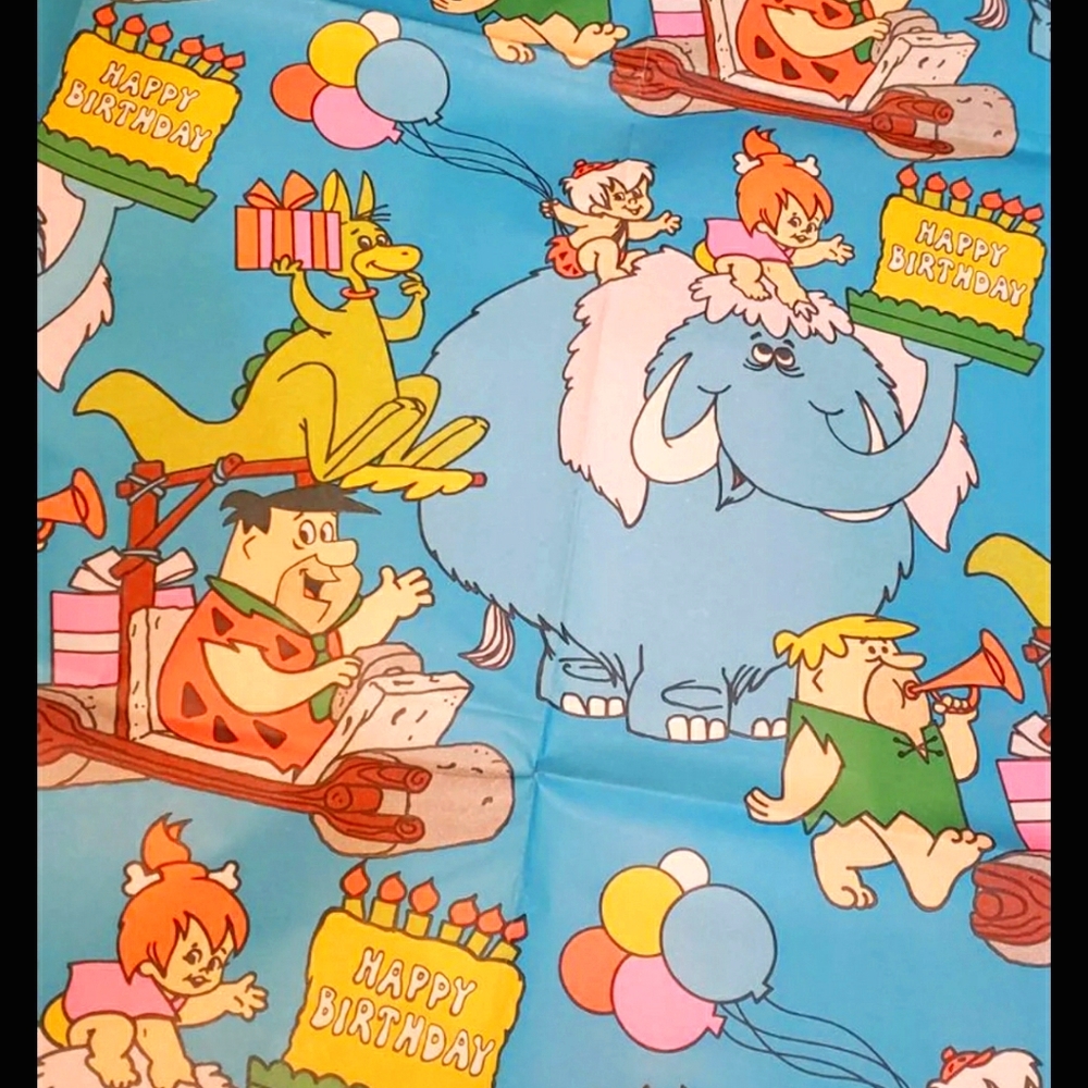 Vintage Flintstones gift wrap sheet